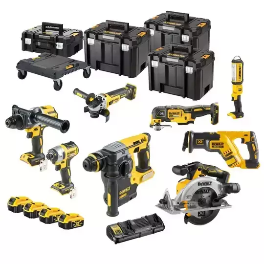 DEWALT ZESTAW COMBO 18V DCK853P4T (DCD996, DCF887, DCS565, DCS367, DCS356, DCH273, DCG405, DCL050) 4x5,0Ah TSTAK WÓZEK